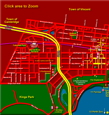 West Perth CBD Tourist MapClick to Zoom In - West Perth CBD Tourist Map