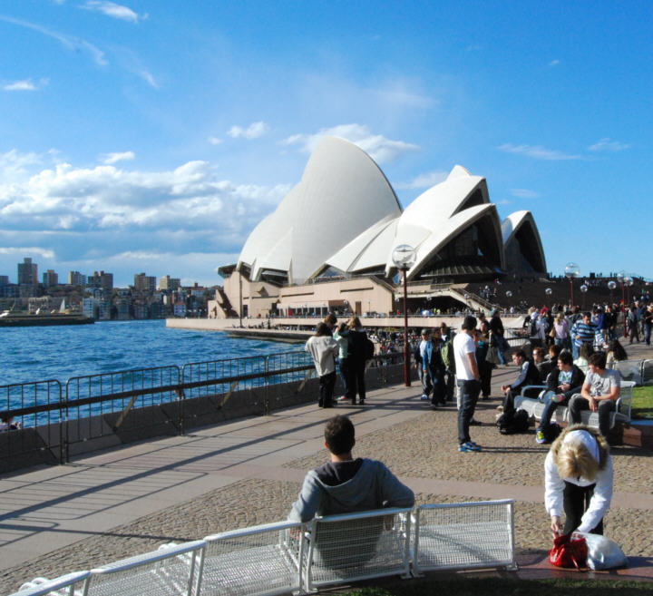 People enjoying the Sydney Opera House Grounds