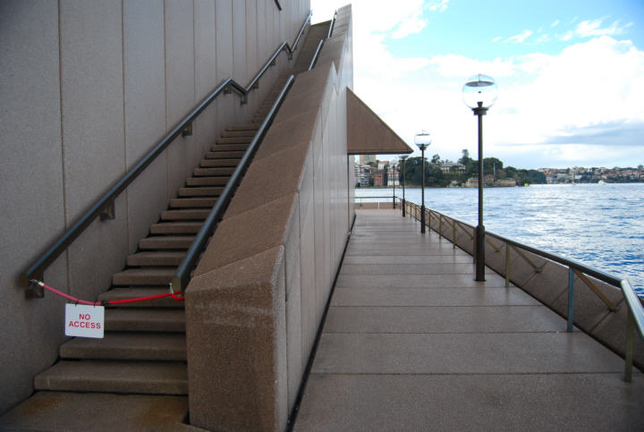 Stairs and view of Sydney Harbour