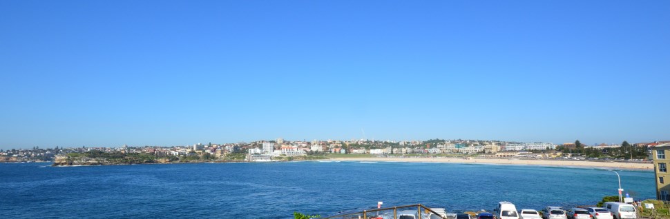Wide south angle view of the Beach at Bondi, further along are more Beaches