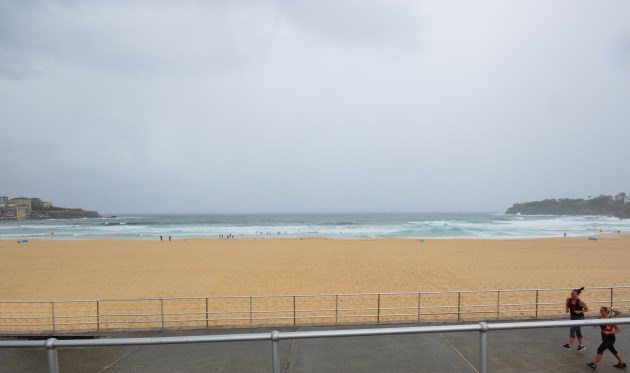 Even on a Stormy Day Bondi Beach attracts Visitors