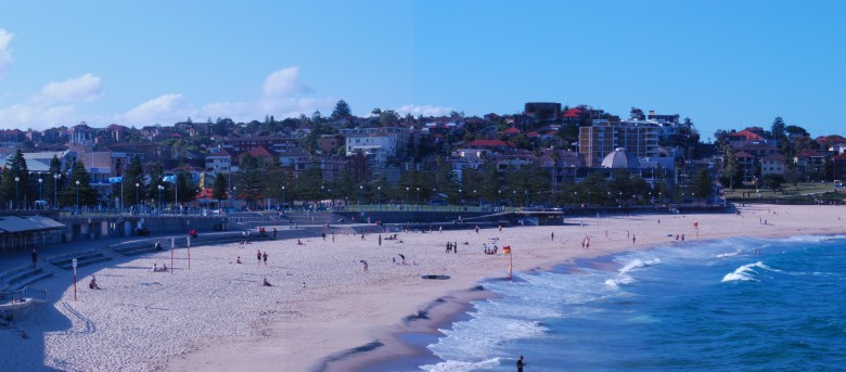 Wide angle view of the beach at Coogee - See more