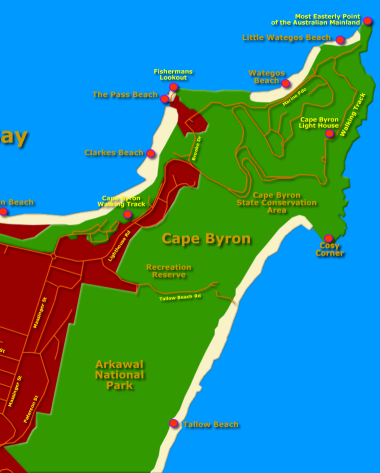 North East NSW MapClick to Zoom In - Byron Bay East Map