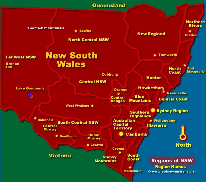 new south wales tourist map