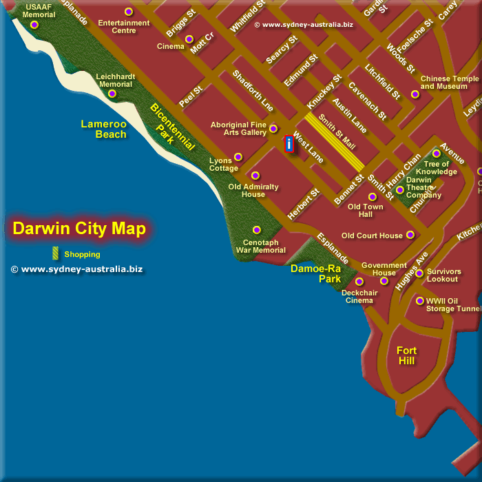 Map of Darwin City South West - Click to Zoom Out