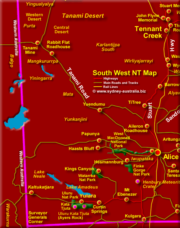Map of the Northern Territory South West - Click to Zoom Out