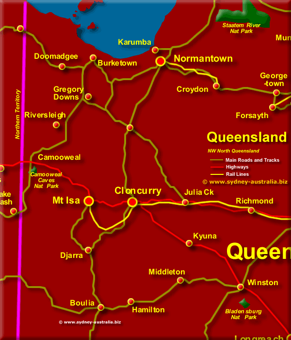 Map of NW Queensland - Click to Zoom Out