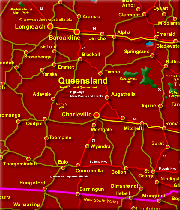Map of Queensland South Central - Click to Zoom Out