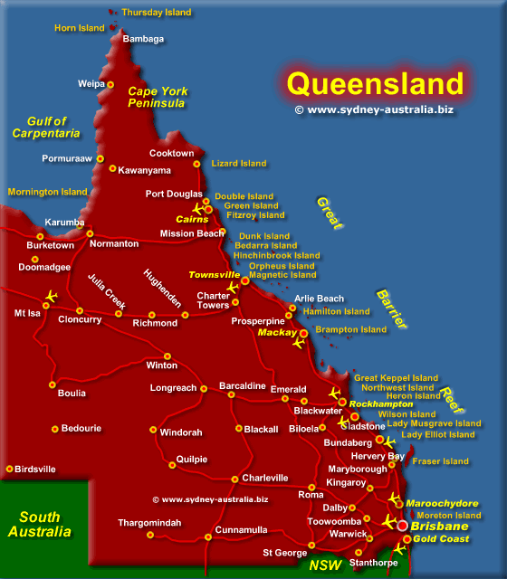 Queensland Map - Click for Zoom Map