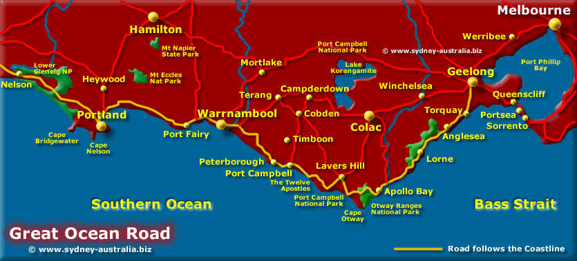 Great Ocean Road Map Victoria