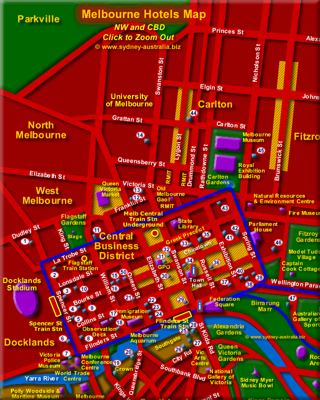 Map of Melbourne City - Click to Zoom Out