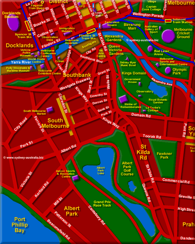 Map Showing South Melbourne - Click to Zoom Out
