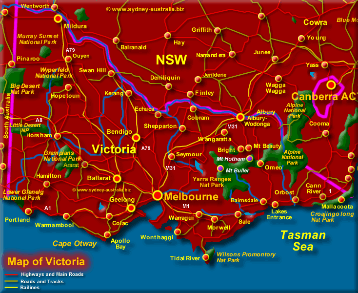 Victoria - Click to see more Information or See Regional Maps Below