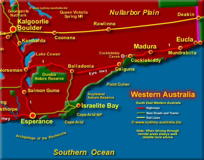 Map of South East Western Australia - Click to Zoom Out