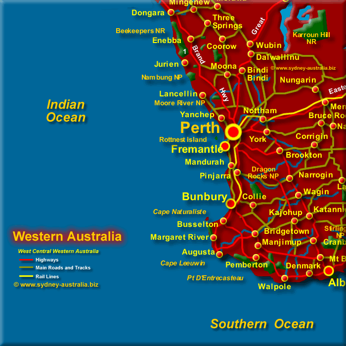 Map of Central West Western Australia - Click to Zoom Out