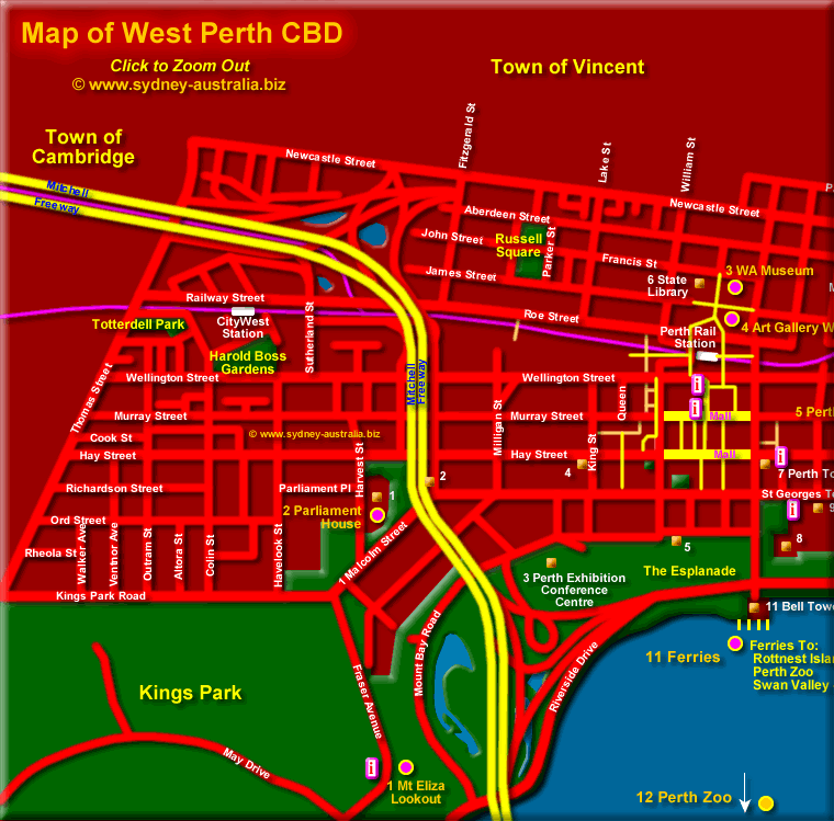 Map of Perth - Click to Zoom Out