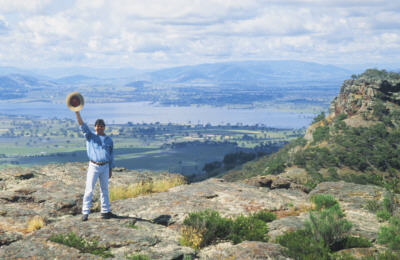 On Table Top Mountain with views of Albury Wodonga and the Murray River