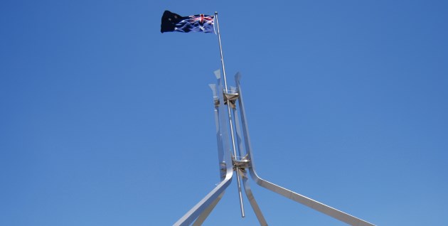 Flag atop Parliament House, Canberra ACT