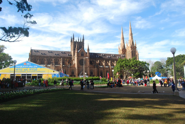 St Marys Cathedral as a backdrop for many of the WYD events in Sydney.