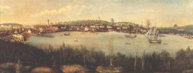 Early Painting of The Rocks, on the opposite side of Sydney Cove.