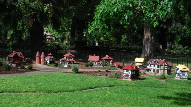At Fitzroy Gardens, the Fairies’ Tree carved by Ola Cohn and a model Tudor Village (pictured),