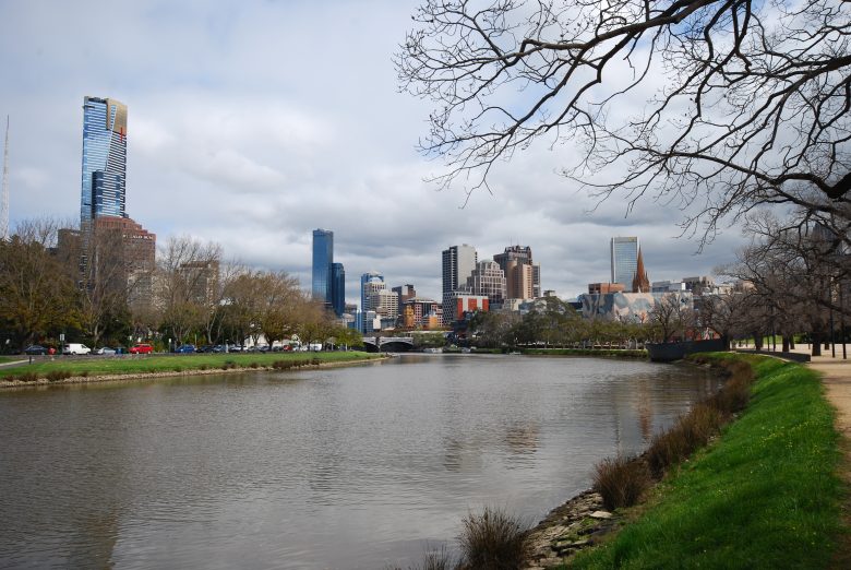 The Yarra River in Melbourne Australia has numerous landmarks along its banks